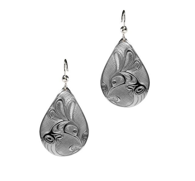 EARRINGS PEWTER TEARDROP H-BIRD