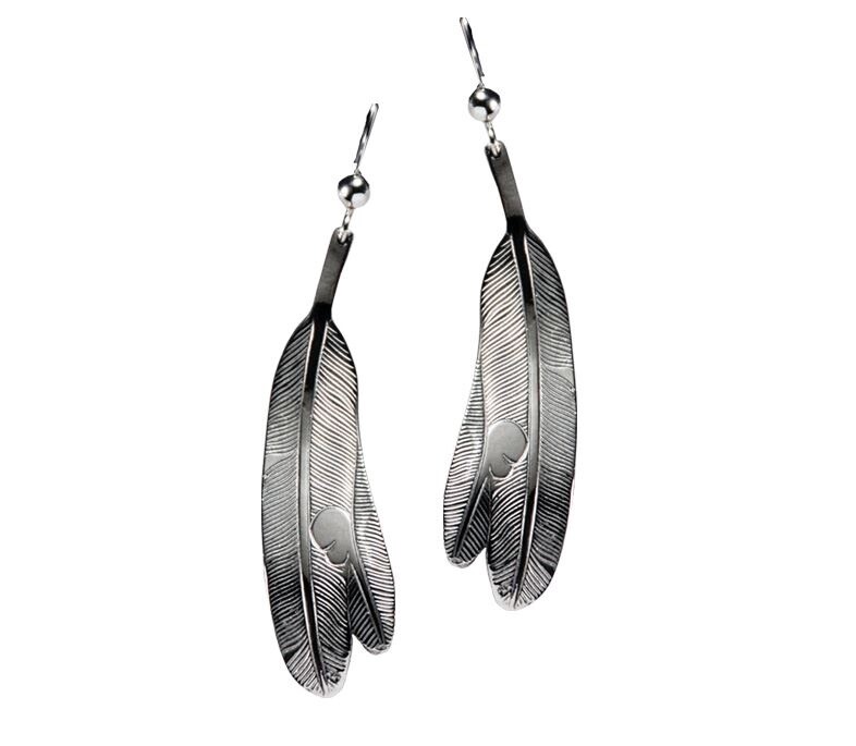 EARRINGS PEWTER EAGLE FEATHER