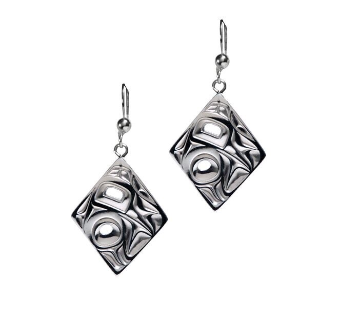 EARRINGS PEWTER H-BIRD DIAMOND