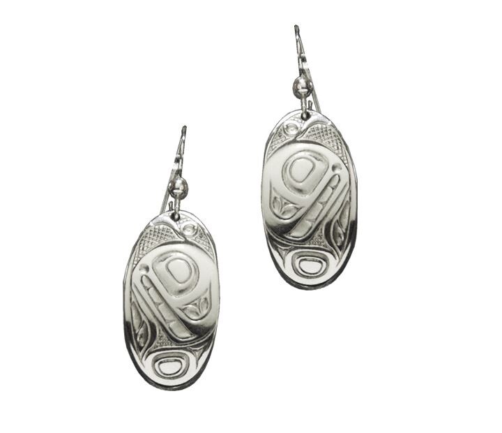EARRINGS PEWTER ORCA OVAL