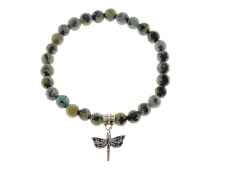 BRACELET AGATE/AMAZONITE, Style: AGATE DRAGONFLY