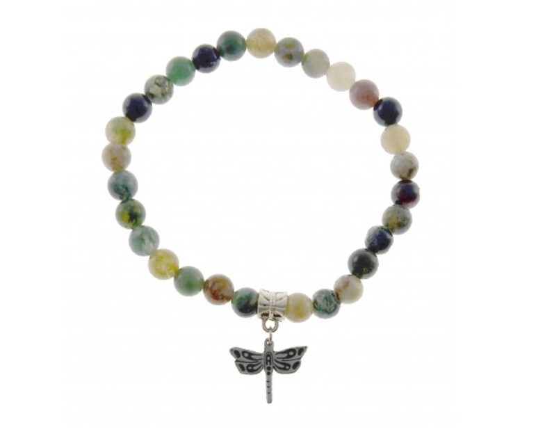 BRACELET 8MM  JASPER BEAD DRAGONFLY