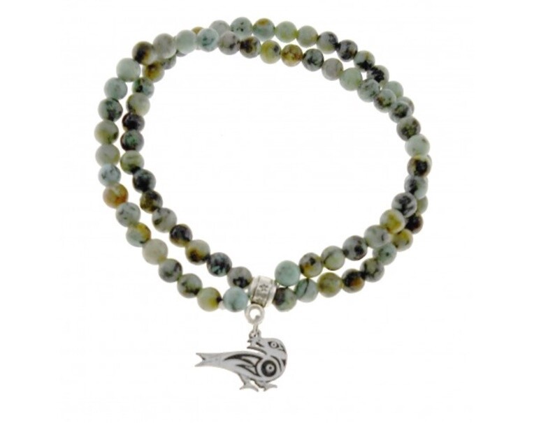 BRACELET 2 STRAND AGATE RAVEN