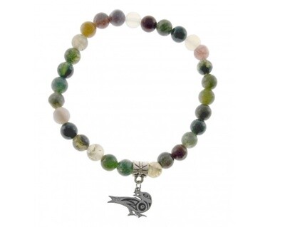 BRACELET 8MM JASPER BEAD RAVEN