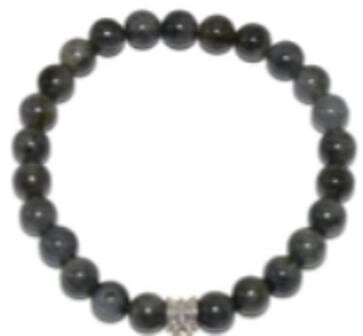 BRACELET 8MM LABRADORITE BEAD DEER