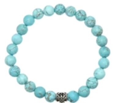 BRACELET 8MM WHITE HOWLITE BEAD DEER