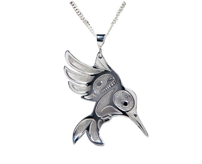 PENDANT PEWTER HUMMINGBIRD