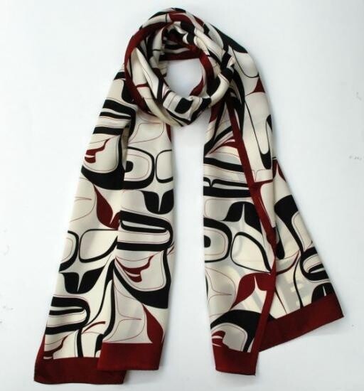 SCARF SILK EAGLE RED/BLK