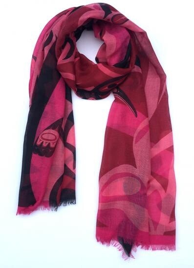 SHAWL POLY WOVEN RED