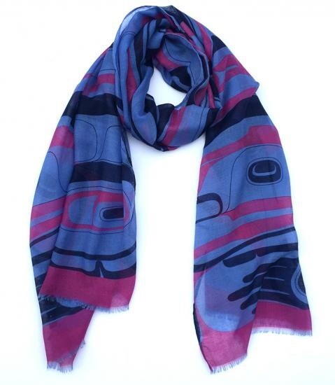 SHAWL POLY WOVEN RAVEN TRANS, Style: PERIWINKLE &amp; RED