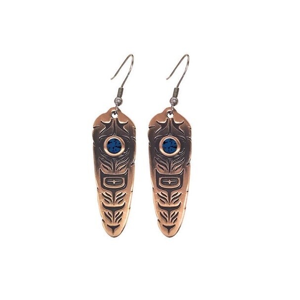 EARRINGS FEATHER MIDNIGHT BLUE