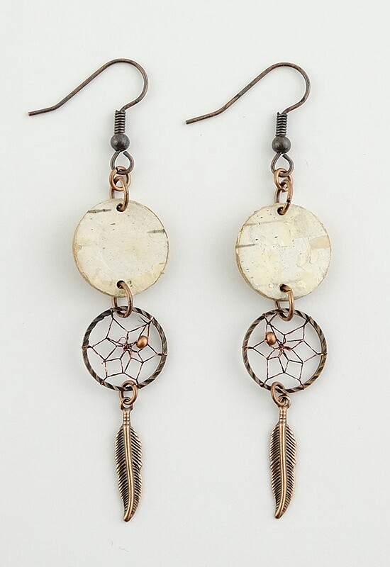 EARRINGS BIRCHBARK DREAMCATCHER COPPER 1/2&quot;