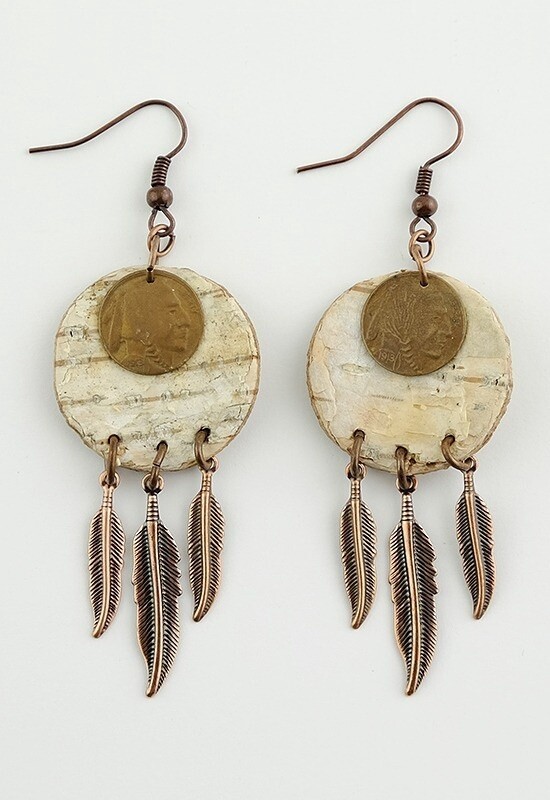 EARRINGS BIRCHBARK CIRCLE COPPER 1&quot;