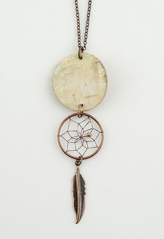 PENDANT BIRCHBARK DREAMCATCHER COPPER 3/4&quot;