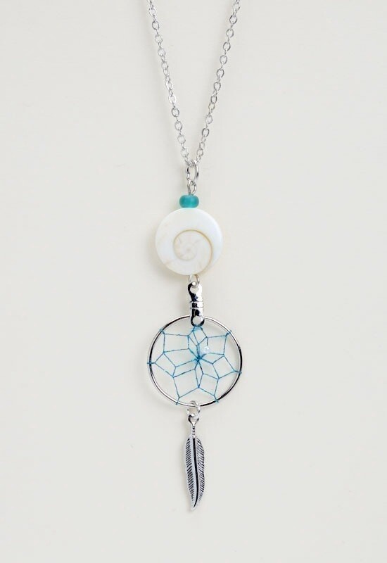 PENDANT SEA TO SKY DREAMCATCHER SILVER 3/4&quot;, Style: W/SWIRL SHELL