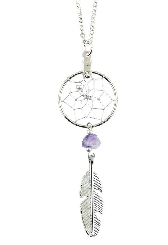 PENDANT FEATHER DREAMCATCHER SILVER 3/4&quot;