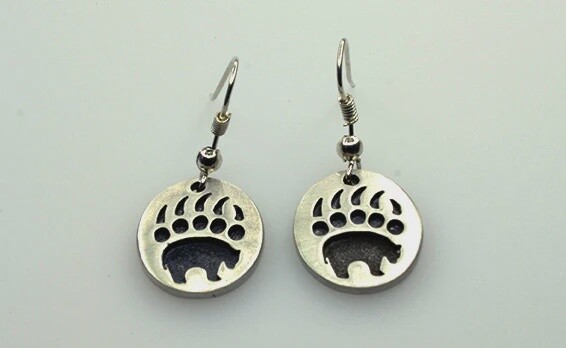 EARRINGS BEAR PAW PEWTER