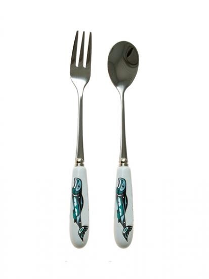 CERAMIC FORK &amp; SPOON SALMON
