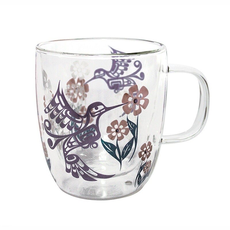 MUG GLASS  12OZ HUMMINBIRD
