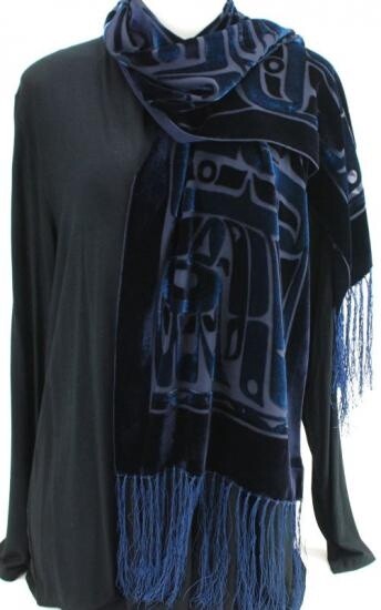 SCARF VELVET BURNT SUN BLUE