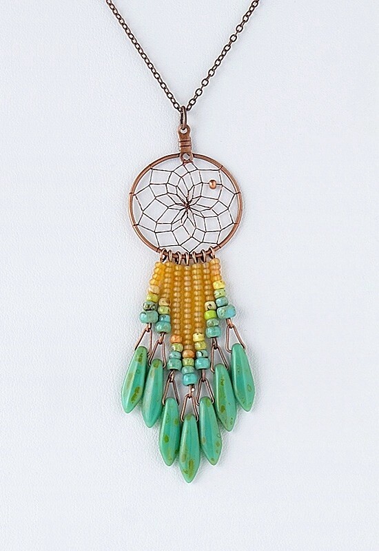 PENDANT DANGLES DREAMCATCHER COPPER 1&quot;