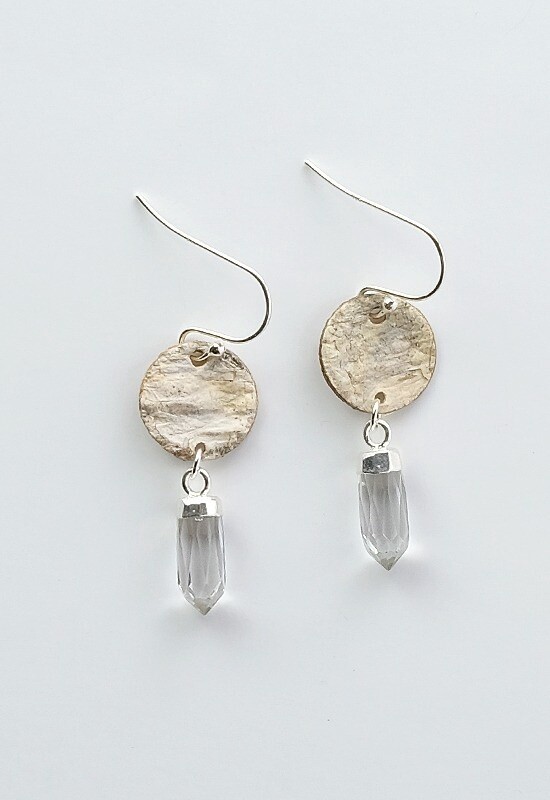 EARRING BIRCH BARK SILVER QUART CRYSTAL POINTS