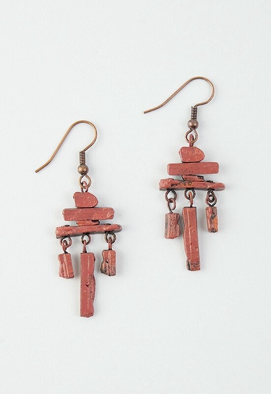 EARRINGS ROCK RED INUKSHUK