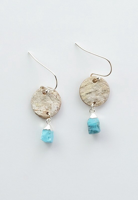 EARRINGS BIRCH BARK SILVER TURQUOISE STONES