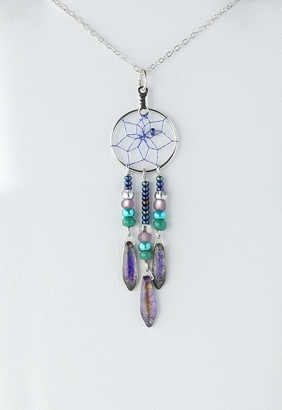 PENDANT PEACOCK GLASS DREAMCATCHER