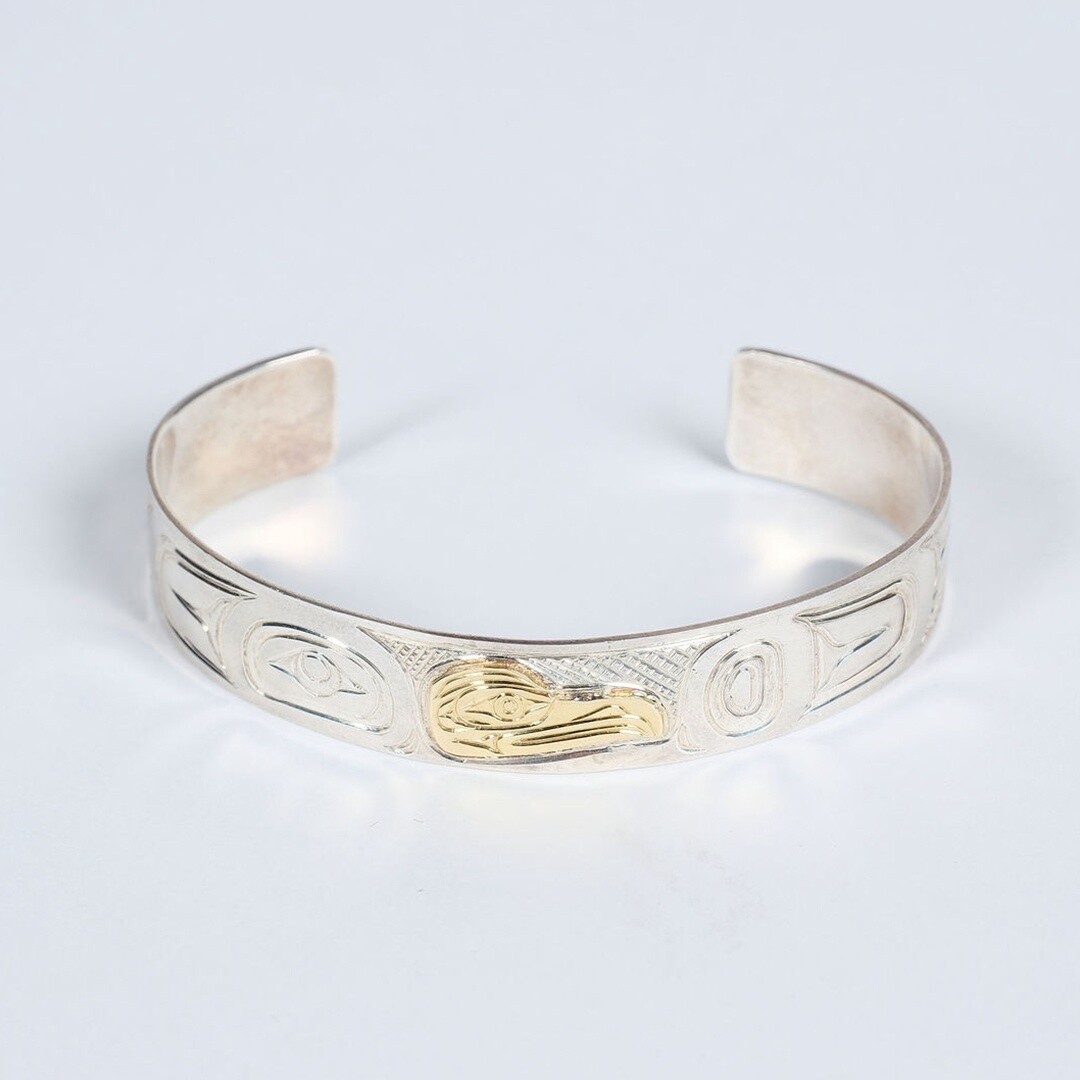 BRACELET 1 1/4" SILVER AND GOLD