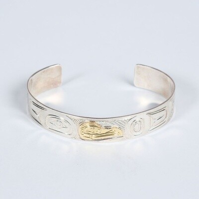 BRACELET 1 1/4" SILVER AND GOLD
