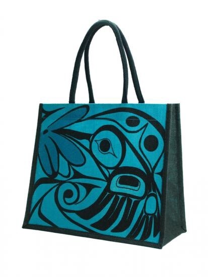 TOTE BAG JUTE HUMMINGBIRD