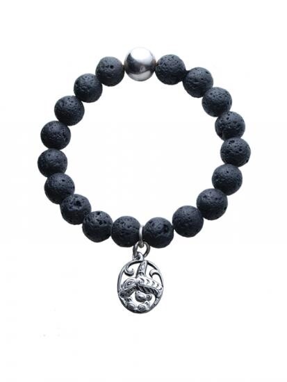 BRACELET LAVA BEAD W/WHALE