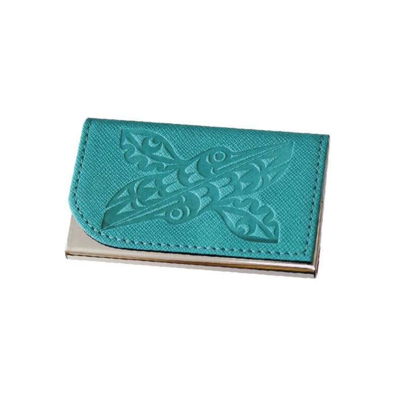 CARD HOLDER HUMMINGBIRDS TEAL