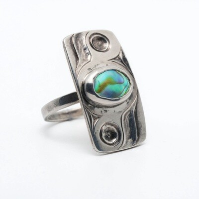 RING SILVER RECTANGLE W/ABALONE