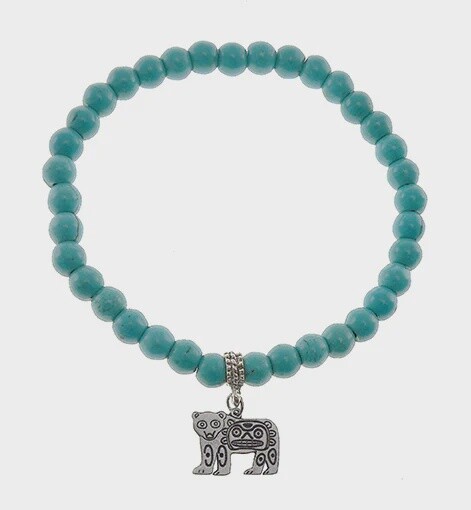 BRACELET 8MM TURQUOISE BEAD BEAR