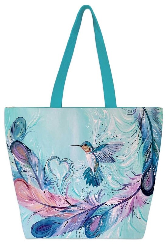 TOTE BAG HUMMINGBIRD FEATHERS