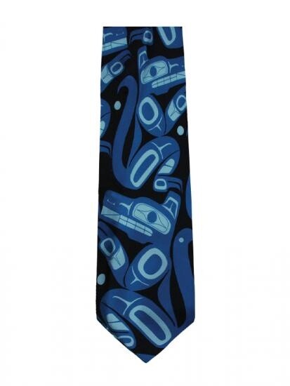 WOLF SILK TIE WIDE BLUE