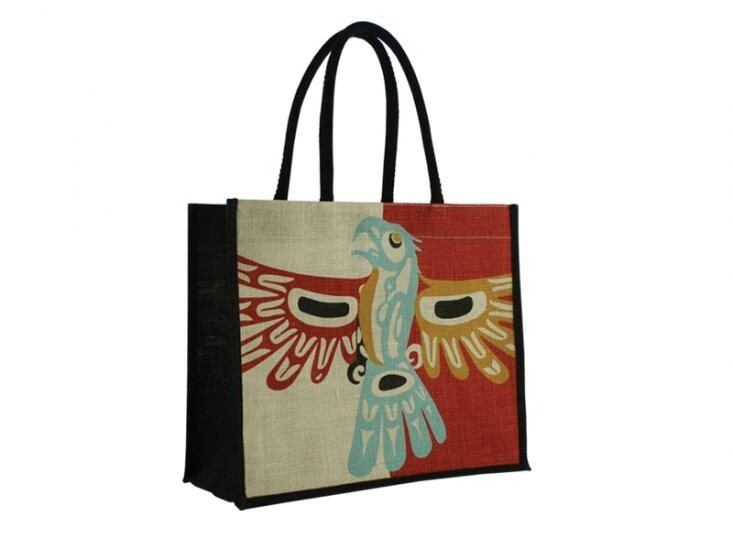 TOTE BAG JUTE EAGLE RED/GOLD