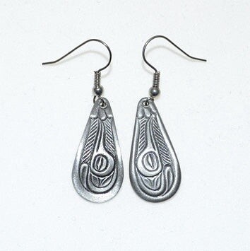 EARRINGS H-BIRD SM PEWTER