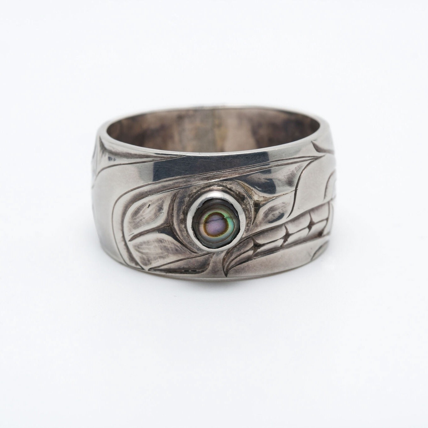 Ring- Silver &amp; Abalone, Ring Size: 11