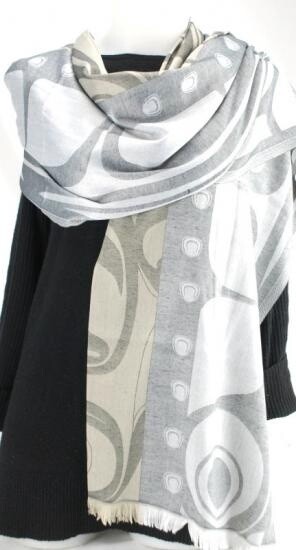 SHAWL JAQUARD RAVEN GREY