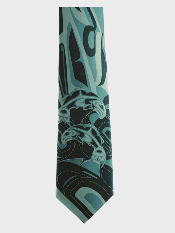 TIE SILK SALMON TEAL