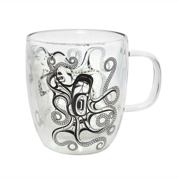 MUG GLASS 12OZ OCTOPUS