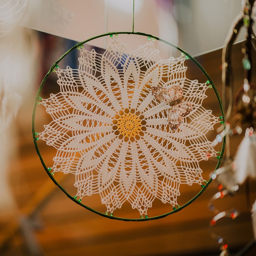 DREAM CATCHER CROCHET WHITE &amp; YELLOW