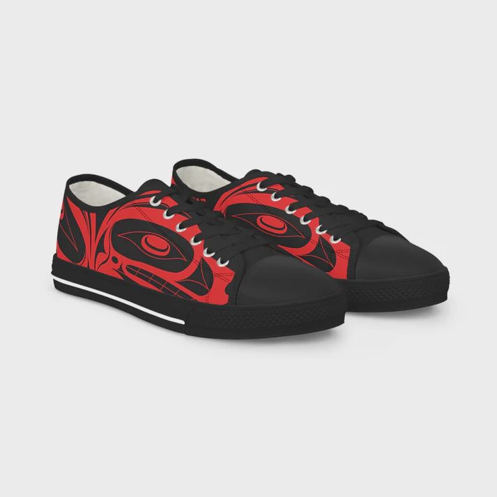 MEN&#39;S LOW TOP CASUAL SHOES- WOLF DESIGN by JOSHUA WATTS, Size: 5