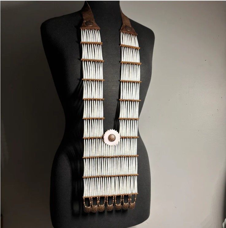 21.5&quot; COPPER COIN &amp; CONCH DENTALIUM BREAST PLATE - BEADWORK BY KAT