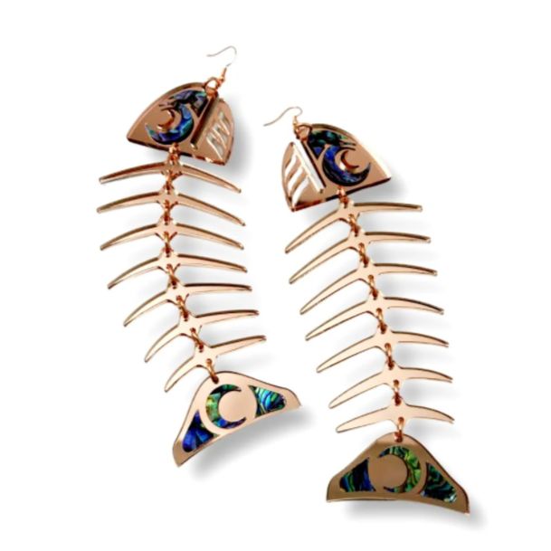 COPPER CANOE WOMAN - SALMON GHOST (LARGE) EARRINGS