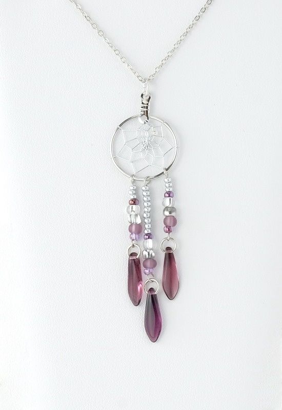 PENDANT DANGLES DREAMCATCHER SILVER 3/4", Style: W/ AMETHYST