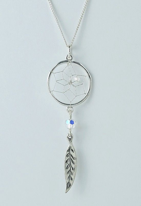PENDANT DREAMCATCHER STERLING SILVER, Style: W/SWAROVSKI CRYSTAL